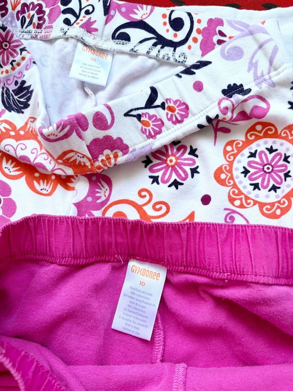 Bundle of 2 pc Gymboree Girls Paisley Leggings and Pink Floral Embroidered Skort